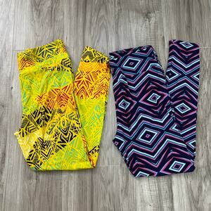 LuLaRoe Women Multicolor & Geometric Leggings Tall & Curvy Set Of 2